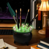 AmazingSpark Halloween Witches Cauldron Pen Holder Glow in The Dark Bubbling Witches Cauldron Pot Makeup Brush Pencil Holder for Gothic Desk Decor Ha