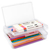 Nuozme Double Layer Large Capacity Pencil Box,Plastic Translucent Pencil Box, Hard Pencil Cases with Snap-Tight Lid for Pens, Pencils, School Supplie
