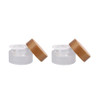 2 Pack 15ml 0.5oz Empty Refillable Round Frosted Glass Cream Jar Cosmetic Storage Container Pot Sample Jars Bottle with Natural Bamboo Lid and Inner
