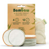 Bambaw Reusable Cotton Rounds for Face, 16 Rounds with 1 Bag for Laundry & Storage, Reusable Cotton Pads for Face, Soft & Exfoliating Eye Makeup Remo