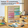 TIKSPCAE Marker Organizer for 288 Markers,Bamboo Wooden Desk Storage Organizer Rack,Markers Pens Pencils Art Brushes Storage Holder for Home Classroo