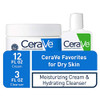 CeraVe Moisturizing Cream and Hydrating Face Wash Trial Combo, 12oz Cream + 3oz Travel Size Cleanser