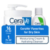 CeraVe Moisturizing Cream & Hydrating Facial Cleanser Skin Care Set, Combo Pack For Dry Skin Relief, Travel Essentials, 1oz Cleanser + 16oz Cream Wit