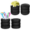 4 PCS Tire Shape Pencil Holder, Car Tire Pencil Holder, Black Pen Holder, Suitable for Classroom, School, Office, Study Room (Black)