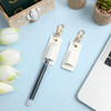 2 Pcs Pen Holder for Lanyard, White PU Leather Anti-Lost Lanyard Pen Clip Retractable Pens Holder Clip Keychain, Portable Pouch Pocket Pens Holders f