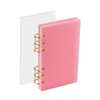 Koqye A6 Acrylic Notebook Binder 6 Ring, Loose Leaf Personal Planner Binder 90 Sheets Refills Paper, Lay Flat Design, Gold Metal Round Ring(Pink)