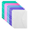 LaOficina 10 Packs 11 Holes Transparent Poly Project Envelope Pocket Insert Pages for Binders,with Hook and Loop Closure, Clear,Letter Size (Assorted