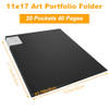 LDXDRU 2 Pack Art Portfolio Binder 11"x17" Presentation Book, Black Folder with Plastic Sleeves, 20 Pocket Art Portfolio Folder with Clear Sheet Prot
