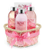 Heart Pink Rose Spa Bath and Body Gift Basket for Women with Shower Gel, Bubble Bath and Body lotion and Bath Salt Bath Gift Set  Mother's Day Gift