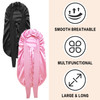 2Pcs Bonnets for Black Women Braid Bonnet, Large Long Satin Bonnet for Braids, Silk Bonnet with Stretchy Tie Band Sleep Cap Hair (2Pcs-Black&Pink)