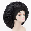 Satin Bonnet Silk for Hair Sleeping: Women Tie Bonnets Adjustable Night Cap Jumbo Size Comfortable Wide Band for Braids Curly Long Hair (Black)