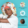 KISS COLORS & CARE Reversible Hair Bonnet Super Jumbo - Floral Design, Luxurious Satin & Breathable Material for Hair Protection from Dryness, Fricti