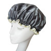 2PCS Women Lady Waterproof Elastic Double Layers Shower Caps Bath Spa Hat Hoods Bathroom Products (Gray)