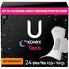 U by Kotex Balance Teen Ultra Thin Overnight Pads with Wings, 24 Count (Packaging May Vary)