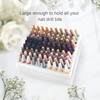 CORFULRA Nail Drill Bits Holder, Nail Organizer Box for Nail Drill Bits, Large Space Container Case for Drill Bits, 100 Holes Dustproof Displayer Box