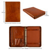 Leather Portfolio Binder, 3 Ring Leather Binder Padfolio Organizer, Personalized Portfolio for Men, iPad Laptop Padfolio with Zipper(Brown, Non-Custo