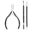 Cuticle Nipper with Cuticle Pusher- Professional Grade Stainless Steel Cuticle Remover and Cutter - Durable Manicure and Pedicure Tool - Beauty Tool