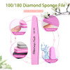 Sponge Nail File and Buffers for Nail Art Care Double Sides Design 100/180 Grit Nail Buffer Professional Manicure Nail Tools Color Pink Pack of 10pcs