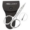 Melwey Eyebrow Scissors & Small Cuticle Scissors, 3.7 Inches  Curved Blade Manicure TSA Scissors, Stainless Steel for Eyelashes, Facial Hair, Pubic