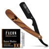 Facón Straight Razors for Men - Professional Barber Straight Edge Razor Kit with 100 Blades, Wooden Stainless Steel Barbero Shaver for a Smooth & Pre