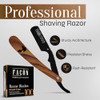 Facón Straight Razors for Men - Professional Barber Straight Edge Razor Kit with 100 Blades, Wooden Stainless Steel Barbero Shaver for a Smooth & Pre