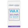 Clean + Easy Pre-Wax Body Wax Strips - Ready-To-Use Hair Removal Wax Strips for Face & Body, Easy At-Home Waxing, 12 Count