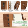 FYY A5 Binder Refillable Planner Notebook 6 Ring PU Leather Binder Journal with Pockets, Dividers, Refill Paper Brown