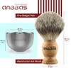 Anbbas Badger Hair Shaving Brush with Wood Handle,Goat Milk Shaving Soap 100g,Stainless Steel Shaving Stand and 2 Layers Shaving Bowl Perfect for Men