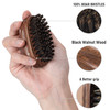 BFWood Small Travel Beard Brush - Natural Boar Bristles with Black Walnut Wood