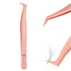 Pretty memory Volume Lash Tweezers,Stainless Steel Eyelash Extension Tweezers, Professional Precision Mega Curved Angled Tweezer, Rose Gold