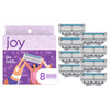 joy Womens Razor Blade Refills, 8 Count, Purple, Lubrastrip to Help Avoid Skin Irritation