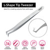 Metaleks Eyelash Extension Tweezers Soft In Use Light In Weight Matt Finish Stainless Steel L-Shape Tip for 2D - 5D - Sterilizable