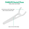FAMILIFE Dental Floss Unwaxed Dental Floss Picks Unflavored Fluoride Free Back Teeth Toothpicks Flossing Flossers Threaders Sticks with 4 Travel Hand