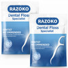 RAZOKO Dental Floss Picks High Pull Toothpicks Sticks,Professional Clean Floss Picks,Unflavored Disposable Flossers Refill Pack 500Pcs