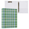 zyrtty 3 Ring Binders, Blue Green Plaid Pattern Round Rings, Holds 200 Sheets, 1.5 Inch Versatile Binders with 3 Interior PVC Clear Pockets and Anti-