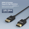 SmallRig Upgraded Ultra Thin HDMI Cable 55cm/1.8Ft (A to A), 4K Hyper Super Flexible Slim Cord, High Speed Supports 3D, 4K@60Hz, Ethernet, ARC Type-A