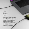 Belkin USB C to USB C Cable, 6.6ft, 240W - Type C Charger, iPhone Charger Cord, Fast Charging for iPhone 16, Galaxy S25, Pixel 9, MacBook, Chromebook