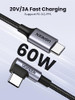 UGREEN Right Angle USB C Cable 6.6FT 2-Pack, 60W USB C to USB C Cable 90 Degree Type C Cable for iPhone 17/16, MacBook Pro/Air, iPad Pro 2022/Air 5/M
