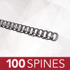 GBC Binding Spines / Spirals / Coils, 3/8" Diameter, 75 Sheet Capacity, 3:1 Pitch, WireBind, Black, 100 Pack (9775018)