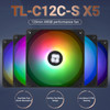 Thermalright TL-C12C-S X5 CPU Air Fan, 120mm Silent Computer Case Cooler Fan, with S-FDB Bearing, up to 1550RPM Speed PC Cooling,5-Packs