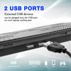 Laptop Cooling Pad, Coolertek Portable Slim Quiet Laptop Notebook Cooler Cooling Pad Stand with 2 Blue LED Fans, USB Powered, Adjustable Angled, Fits