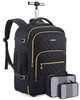 BAGSMART Rolling Backpack for Women, Travel Carry-On Backpack with Wheels, 17 Inch Large Roller Wheeled Daypack with Two Packing Cubes, Black