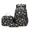 goldwheat Daisy Printed Backpacks With Lunch Pack Pencil Case 3pcs, Lightweight Water Resistant Bookbag For Middle School