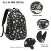 goldwheat Daisy Printed Backpacks With Lunch Pack Pencil Case 3pcs, Lightweight Water Resistant Bookbag For Middle School