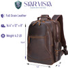 STAR VISTA Nettuno15.6 Vintage Full Grain Leather Laptop Backpack for Men, Multi Pockets, Casual Outdoor Business Travel Rucksack, YKK Zippers