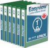 Easyview Premium 3-Ring Binders with Clear-View Covers and Round Rings, Binders for School or Office, 1 Inch, Pack of 6, Green
