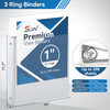 SUIN 1-inch 3 Ring Binder with 2 Interior Pockets, 1''Durable Binders Holds US Letter Size 8.5'' x 11'' Paper - Versatile Binders for Office, Home, a