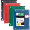 Five Star Pocket Folder + Study App, 4 Pack, 2 Pocket Folder, Customizable Cover, Fits 3 Ring Binder, Black, Pacific Blue, Fire Red, Forest Green (33