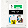 Five Star 3-Ring Binder + Study App, 1-1/2 Inch Binder with D Rings and Customizable Clear View Cover, 375 Sheet Capacity, White (261460A-ECM)