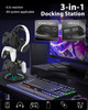 Generic Headphone Stand RGB Controller Stand 9 Lighting Modes Headset Holder with USB Charging Data Transfer Controller Holder for Desk Gaming Access